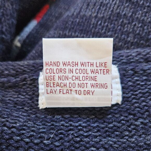 PBJ Sport Vintage Sweater Women's Large Chunky Knit Americana Patchwork Folk - Picture 9 of 9